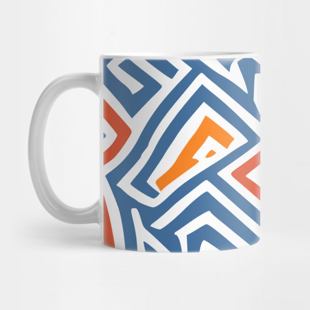 Maze Red Blue Orange Abstract Design by Golptika Design